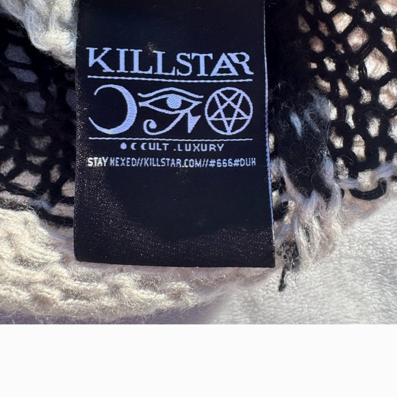 KILLSTAR Black and Gray Striped Distressed Grunge Sweater. M Oversized - Picture 5 of 5